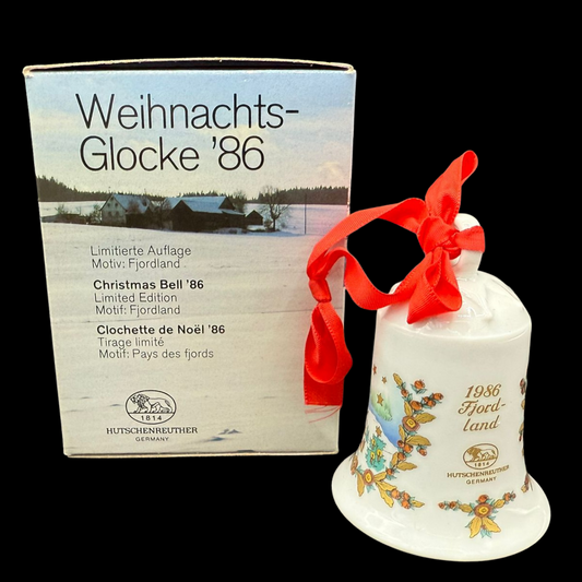 Hutschenreuther Weihnachtsglocke: 1986 Fjordland - neu und in OVP (15295411192132)