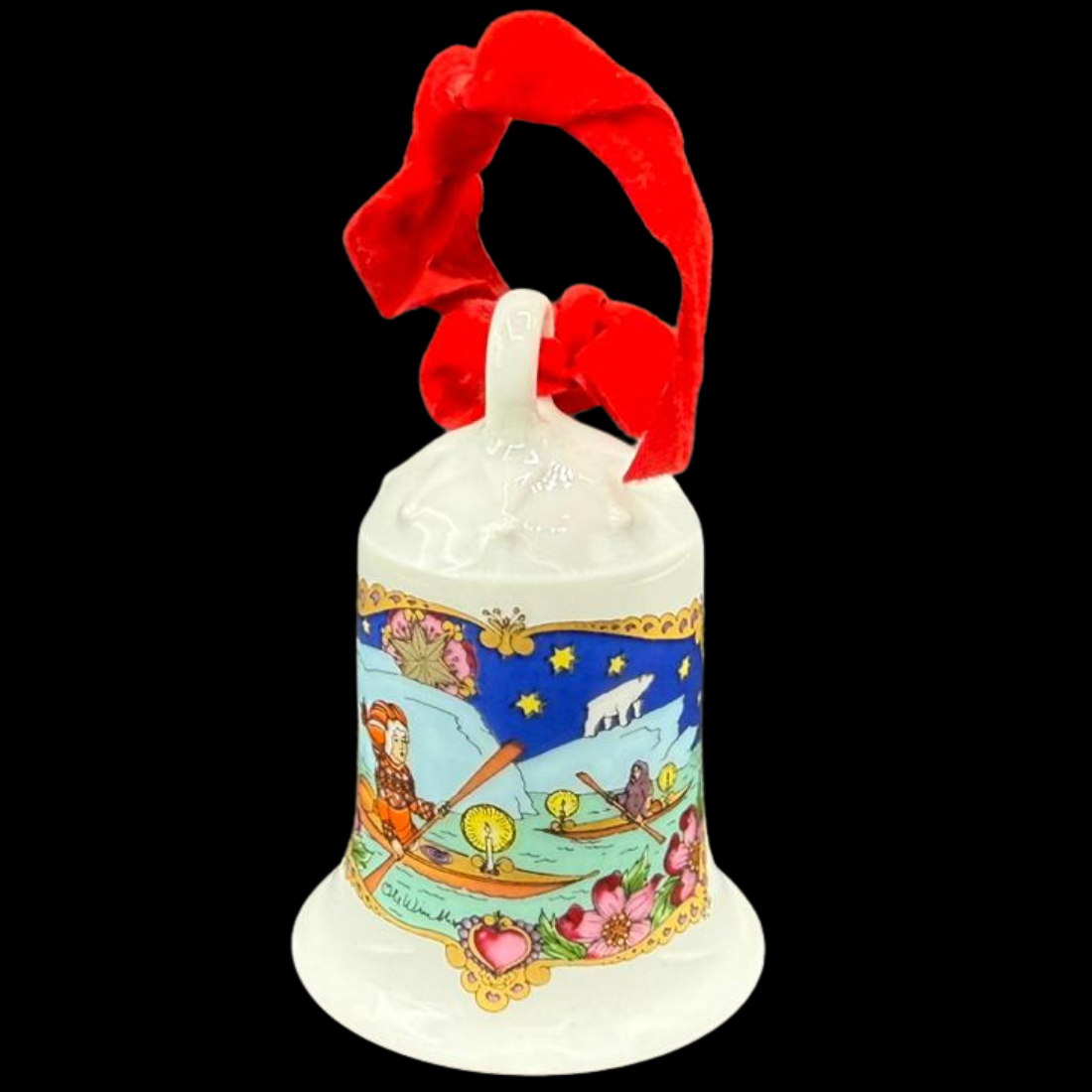 Hutschenreuther Weihnachtsglocke: 1980 Weihnachten in Grönland - neu und in OVP (15295403262276)