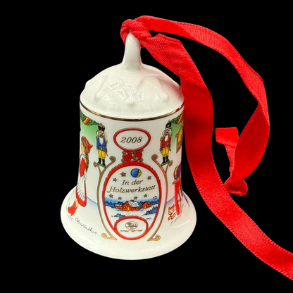 Hutschenreuther Weihnachtsglocke: 2008 In der Holzwerkstatt - neu und in OVP (8545215840580)