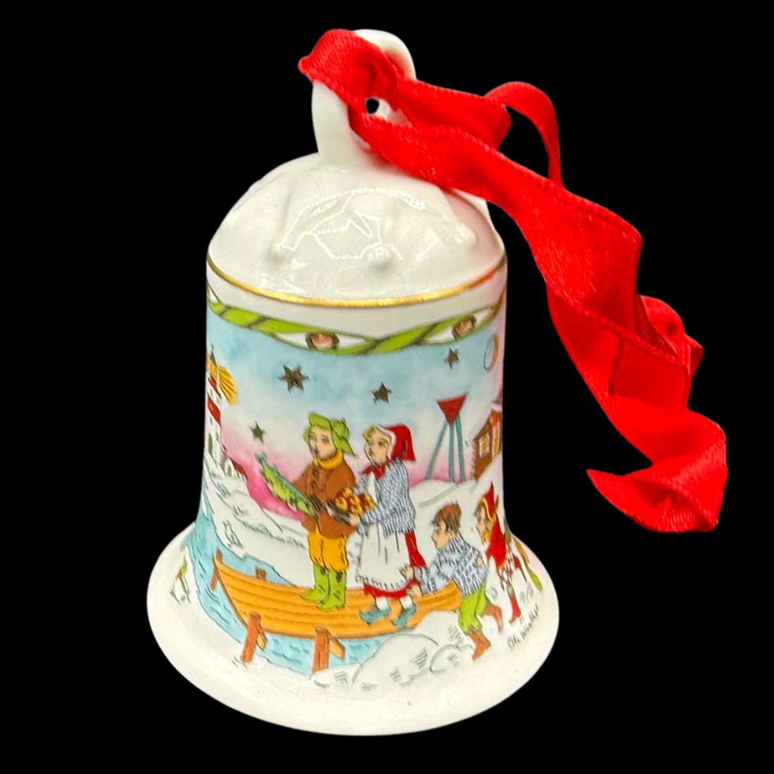 Hutschenreuther Weihnachtsglocke: 2006 Beim Leuchtturm - neu und in OVP (8545206829380)