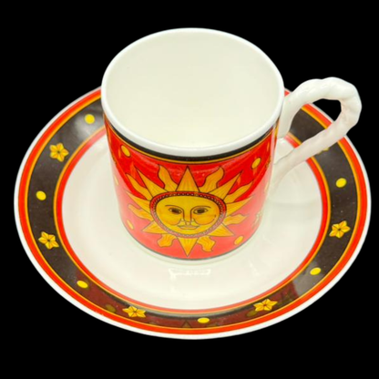 Villeroy & Boch Sun, Moon and Stars: Mokkatasse mit Unterteller, neu und OVP - rot (8529370841412)