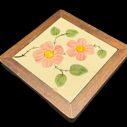 Villeroy & Boch Wildrose: Untersetzer / Fliese mit Holzumrandung - gebraucht