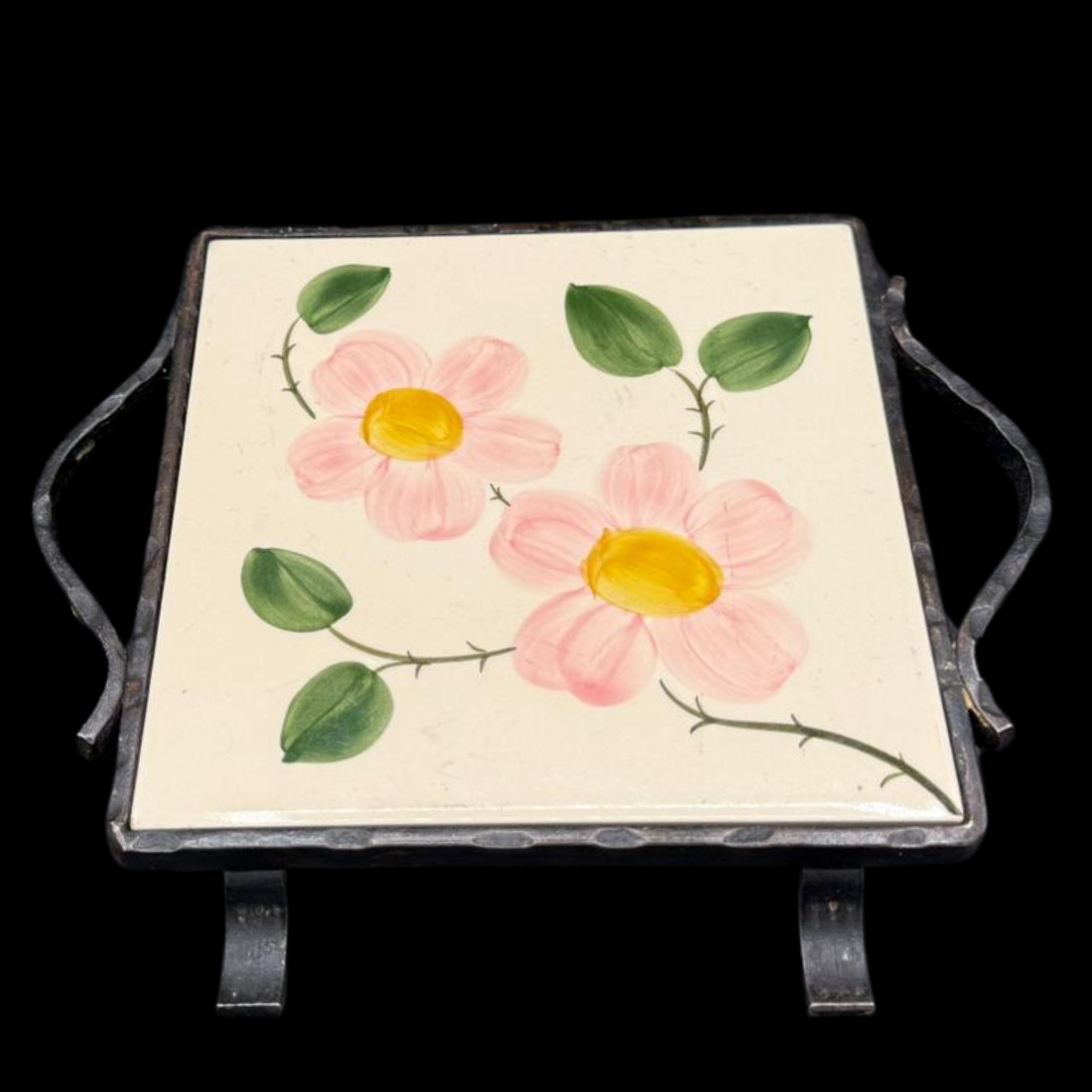 Villeroy & Boch Wildrose: Untersetzer / Fliese mit Metallumrandung - gebraucht