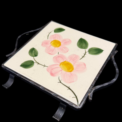 Villeroy & Boch Wildrose: Untersetzer / Fliese mit Metallumrandung - gebraucht
