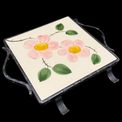 Villeroy & Boch Wildrose: Untersetzer / Fliese mit Metallumrandung - gebraucht
