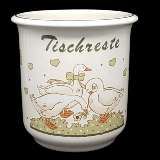 Pfalzkeramik Gänseglück: Behälter für Tischreste / Tischrestebehälter / Tischrestemülleimer / Gefäß