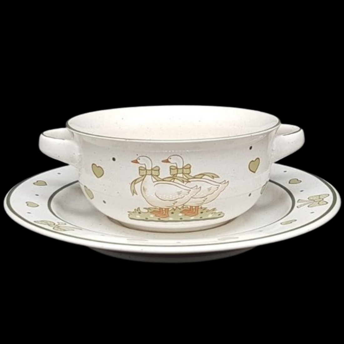 Pfalzkeramik Gänseglück: Suppentasse / Tasse mit Unterteller - neuwertig