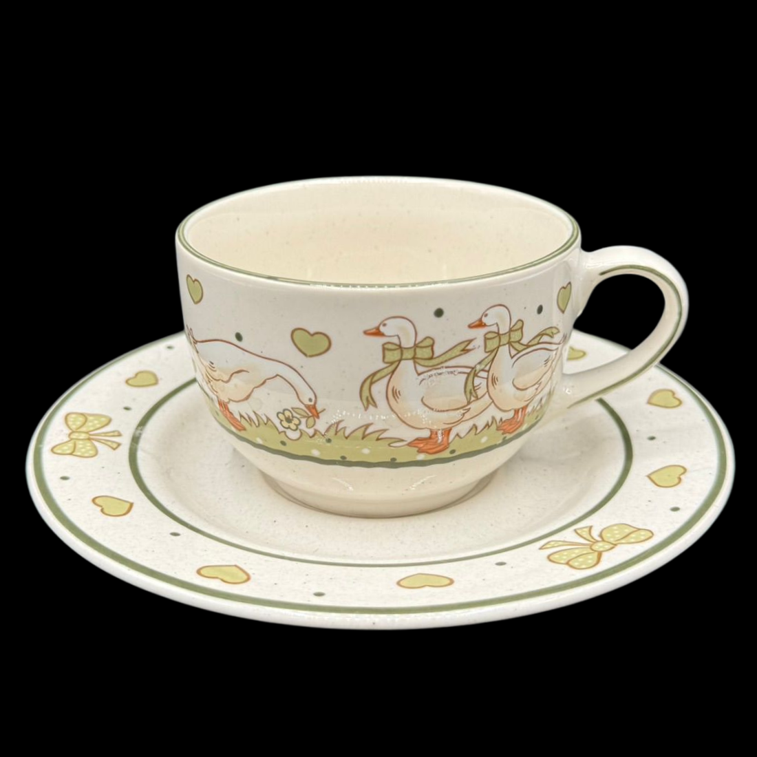 Pfalzkeramik Gänseglück: Kaffeetasse / Teetasse / Tasse mit Unterteller