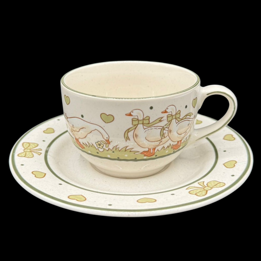 Pfalzkeramik Gänseglück: Kaffeetasse / Teetasse / Tasse mit Unterteller