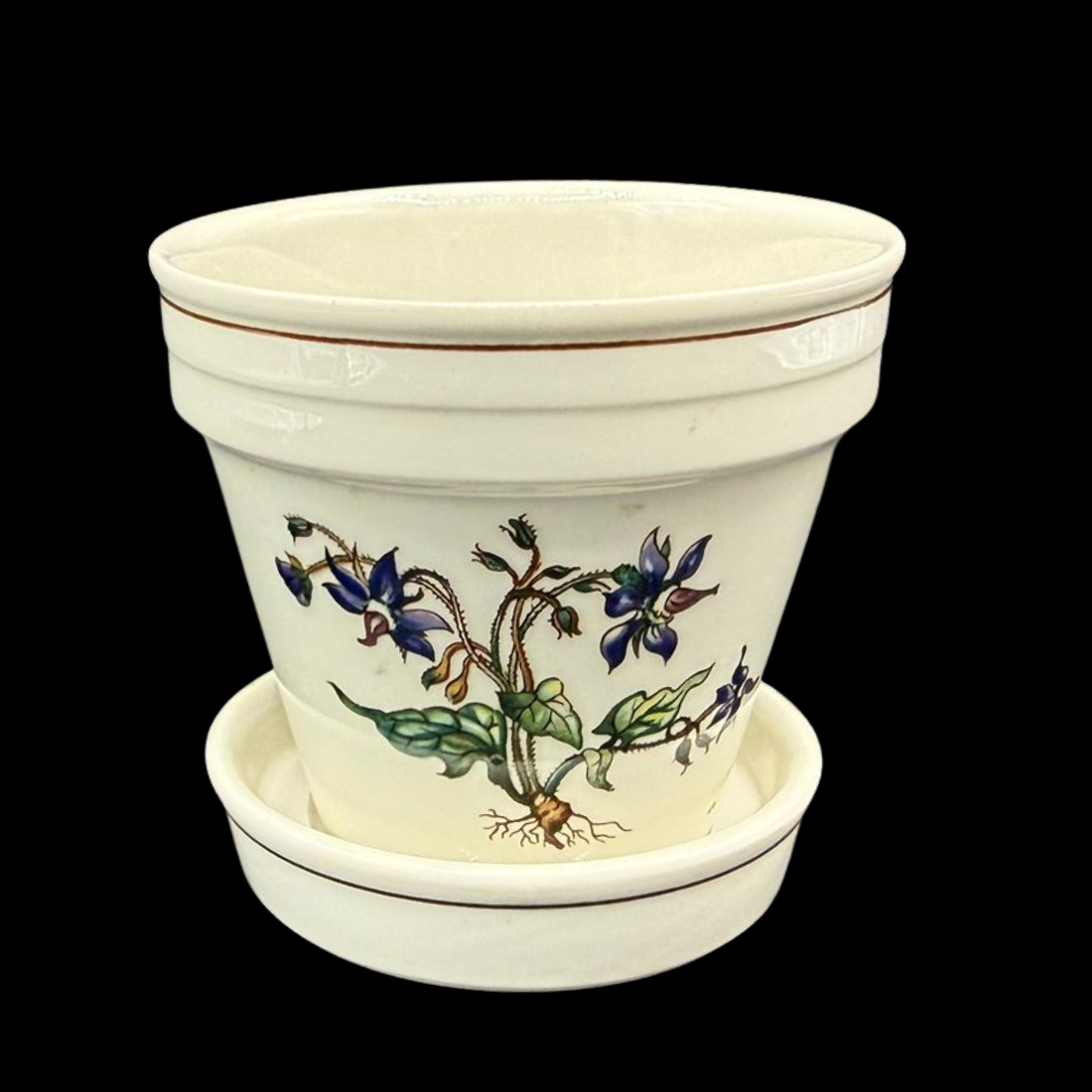 Villeroy & Boch Botanica: Blumentopf / Blumenübertopf mit Untersetzer, blau
