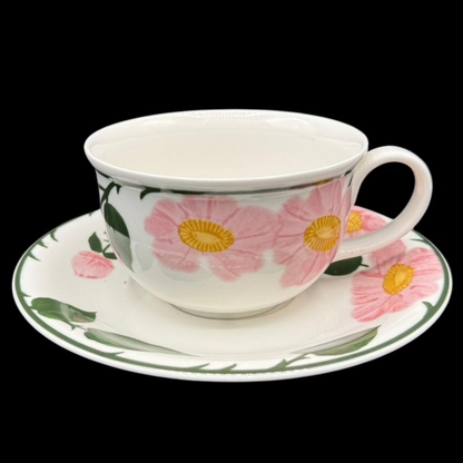 Villeroy & Boch Wildrose: Jumbotasse / Cappuccinotasse / Frühstückstasse mit Unterteller