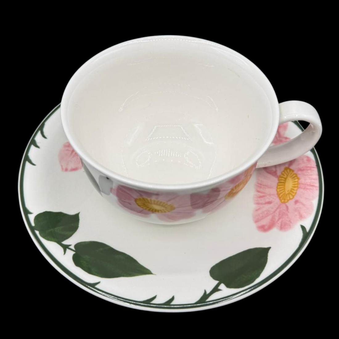 Villeroy & Boch Wildrose: Jumbotasse / Cappuccinotasse / Frühstückstasse mit Unterteller