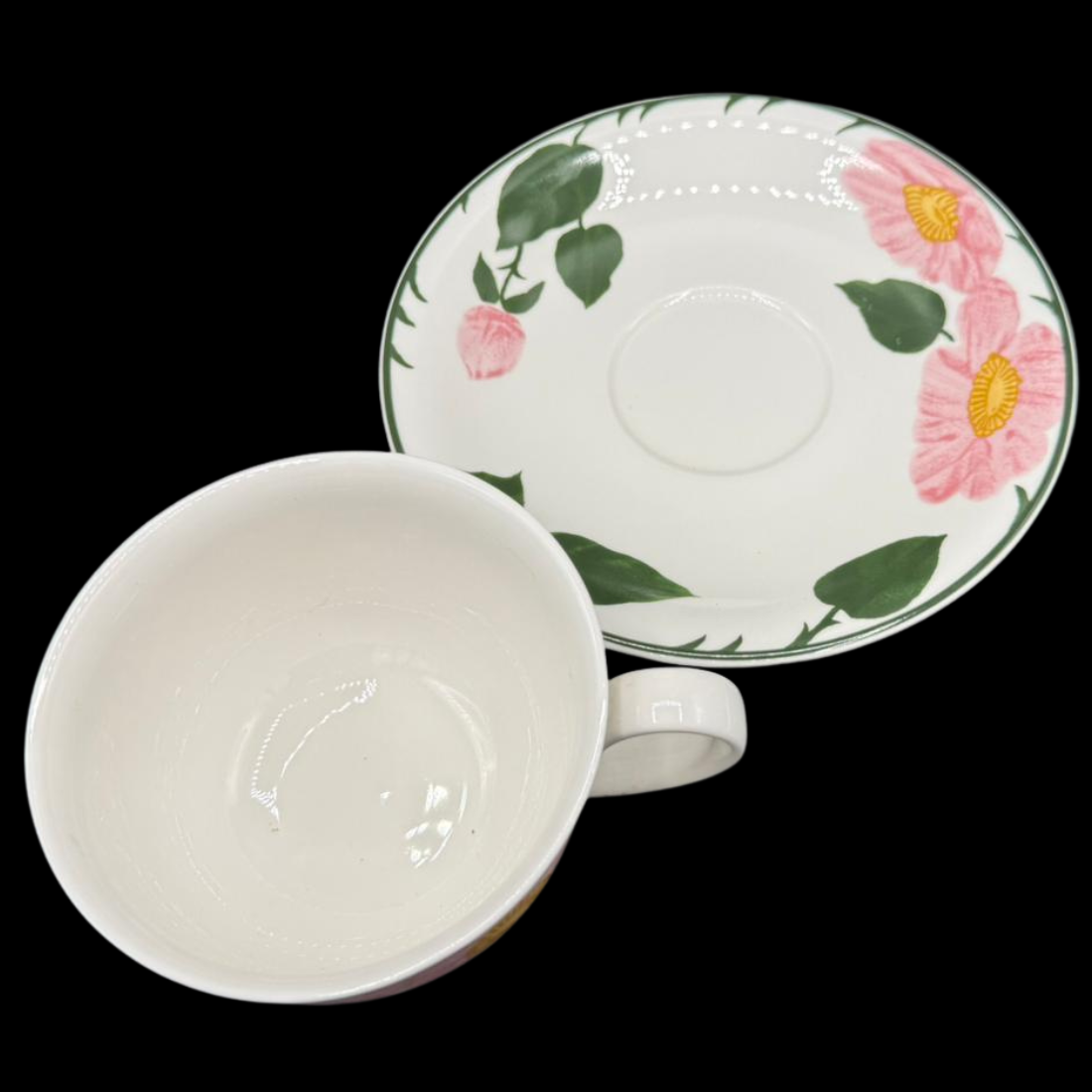 Villeroy & Boch Wildrose: Jumbotasse / Cappuccinotasse / Frühstückstasse mit Unterteller