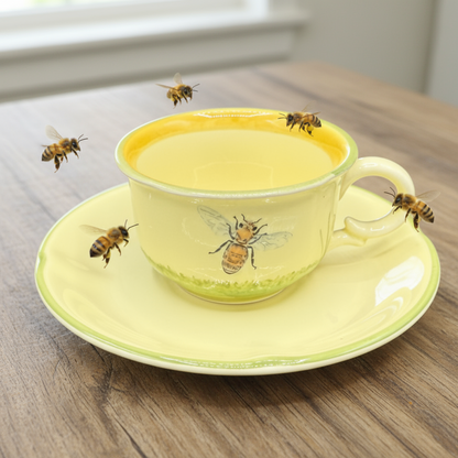 Zellerkeramik Biene: Mokkatasse / Espressotasse mit Unterteller