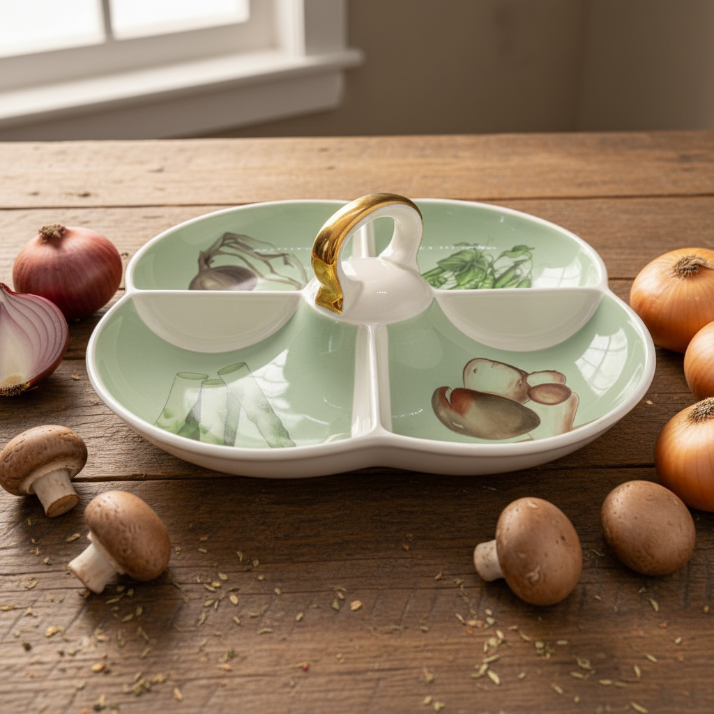 Villeroy & Boch: Griffschale / Cabaret / Servierschale mit vier Fächern und Griff (Gemüse)