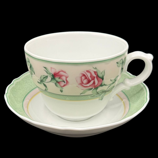 Hutschenreuther Medley Parklane: Jumbotasse / Cappuccinotasse / Frühstückstasse mit Unterteller