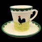 Zeller Keramik Hahn und Henne: Kaffeebecher / Kaffeetasse mit Unterteller - 8 cm (Beschreibung)