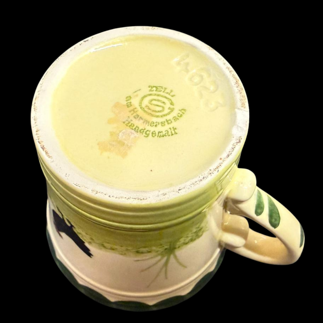 Zeller Keramik Hahn und Henne: Kaffeebecher / Kaffeetasse mit Unterteller - 8 cm (Beschreibung)