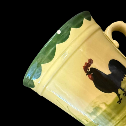 Zeller Keramik Hahn und Henne: Kaffeebecher / Kaffeetasse mit Unterteller - 8 cm (Beschreibung)