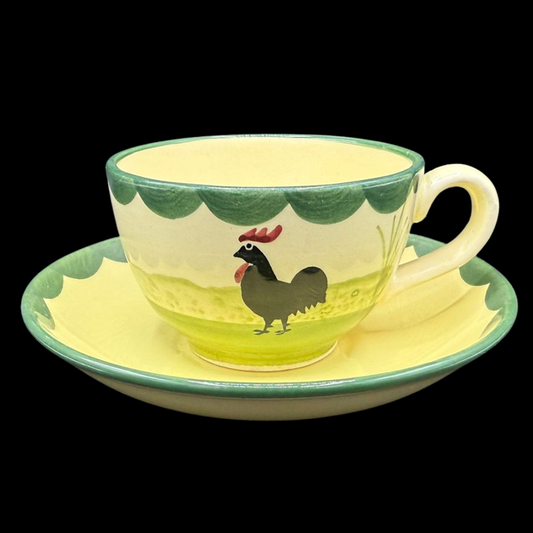 Zeller Keramik Hahn und Henne: Teetasse / Tasse mit Unterteller - siehe Beschreibung