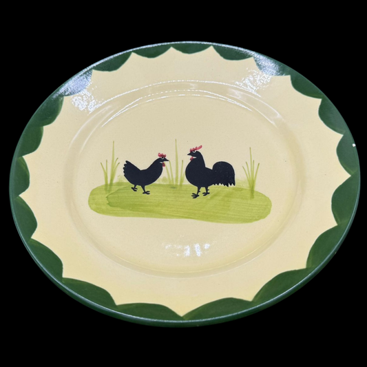 Zeller Keramik Hahn und Henne: Kuchenteller / Dessertteller - bschr.