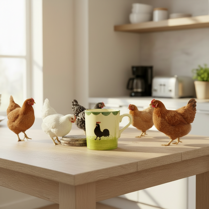 Zeller Keramik Hahn und Henne: Kaffeebecher / Henkelbecher (unbenutzt)