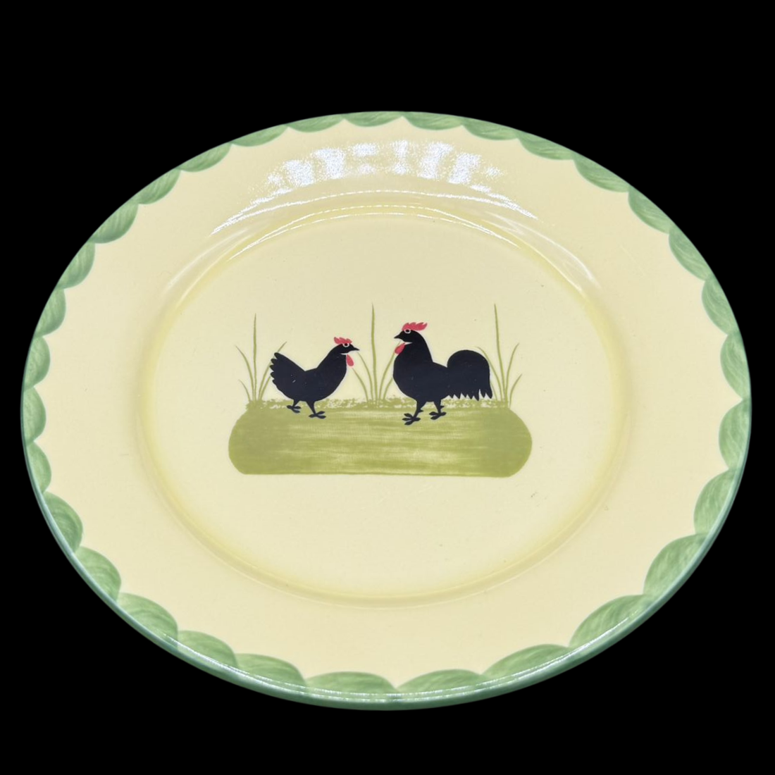 Zeller Keramik Hahn und Henne: Kuchenteller / Frühstücksteller - hell