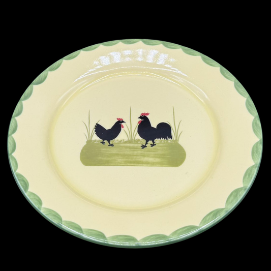 Zeller Keramik Hahn und Henne: Kuchenteller / Frühstücksteller - hell