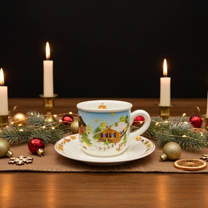Villeroy & Boch Wunderland / Wonderland: Kaffeetasse / Tasse mit Unterteller Weihnachten
