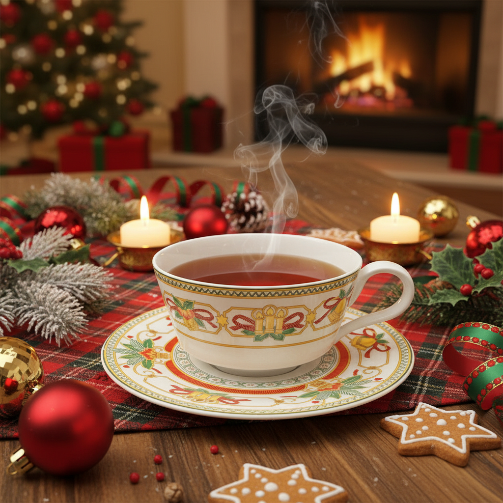 Hutschenreuther Louvre: Teetasse / Tasse mit Unterteller Weihnachtsservice