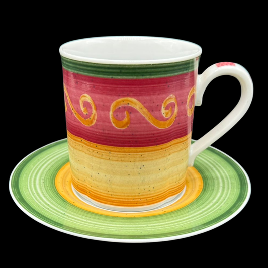 Villeroy & Boch Switch Winter Season Freske: Henkelbecher / Kaffeebecher mit Unterteller