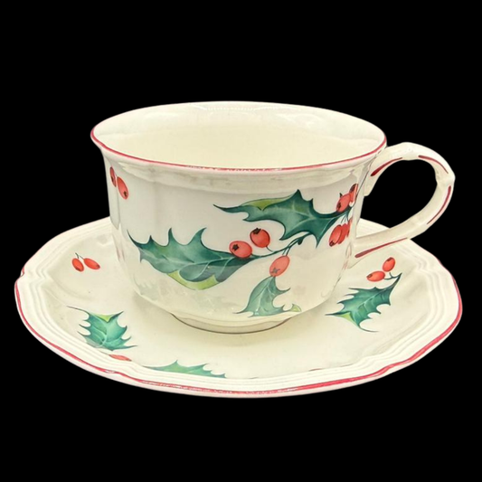Villeroy & Boch Holly: Kaffeetasse / Teetasse / Tasse mit Unterteller - Weihnachten