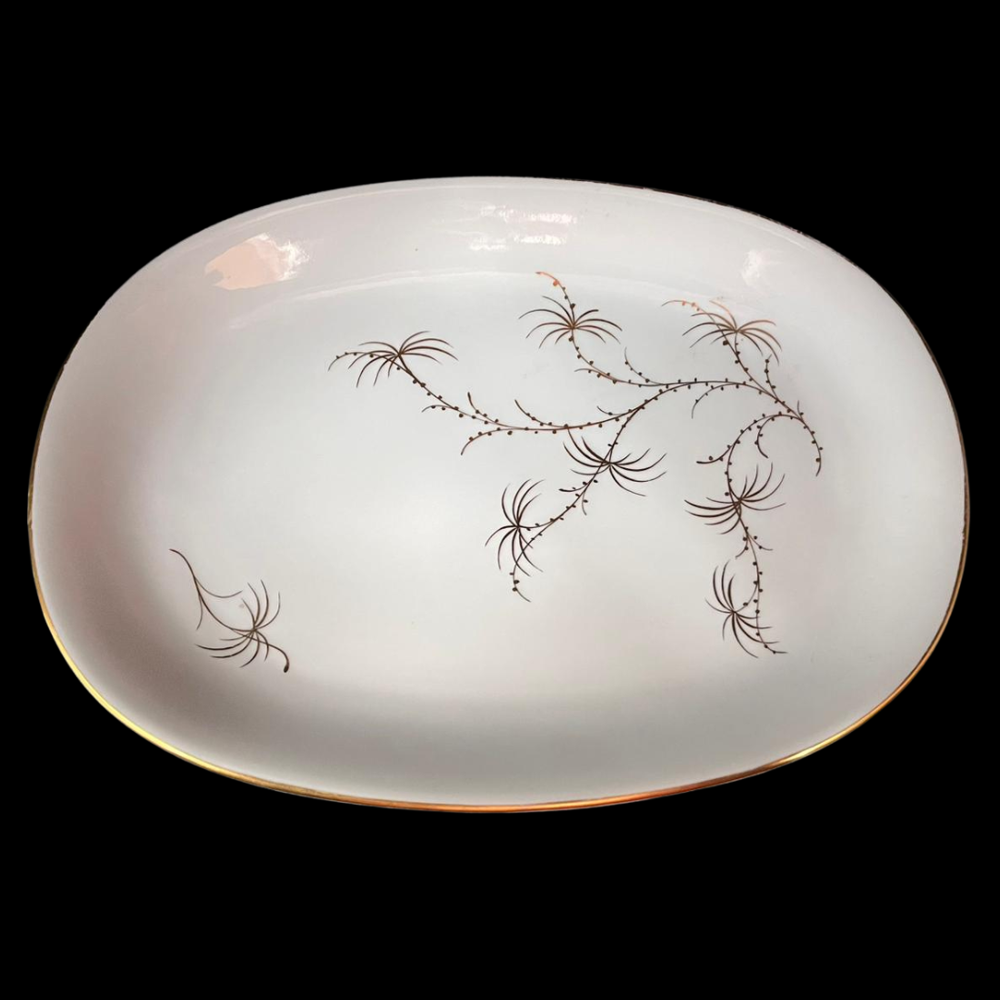 Rosenthal Golden Palm: Fleischplatte / Platte mit Goldrand - 28 cm