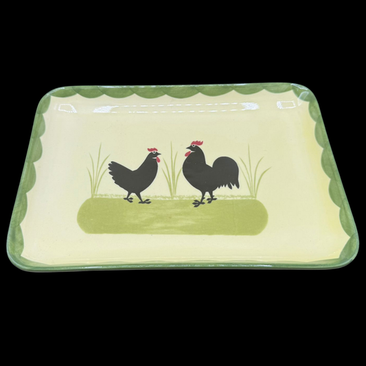 Zeller Keramik Hahn und Henne: Wurstplatte / Platte (unbenutzt)