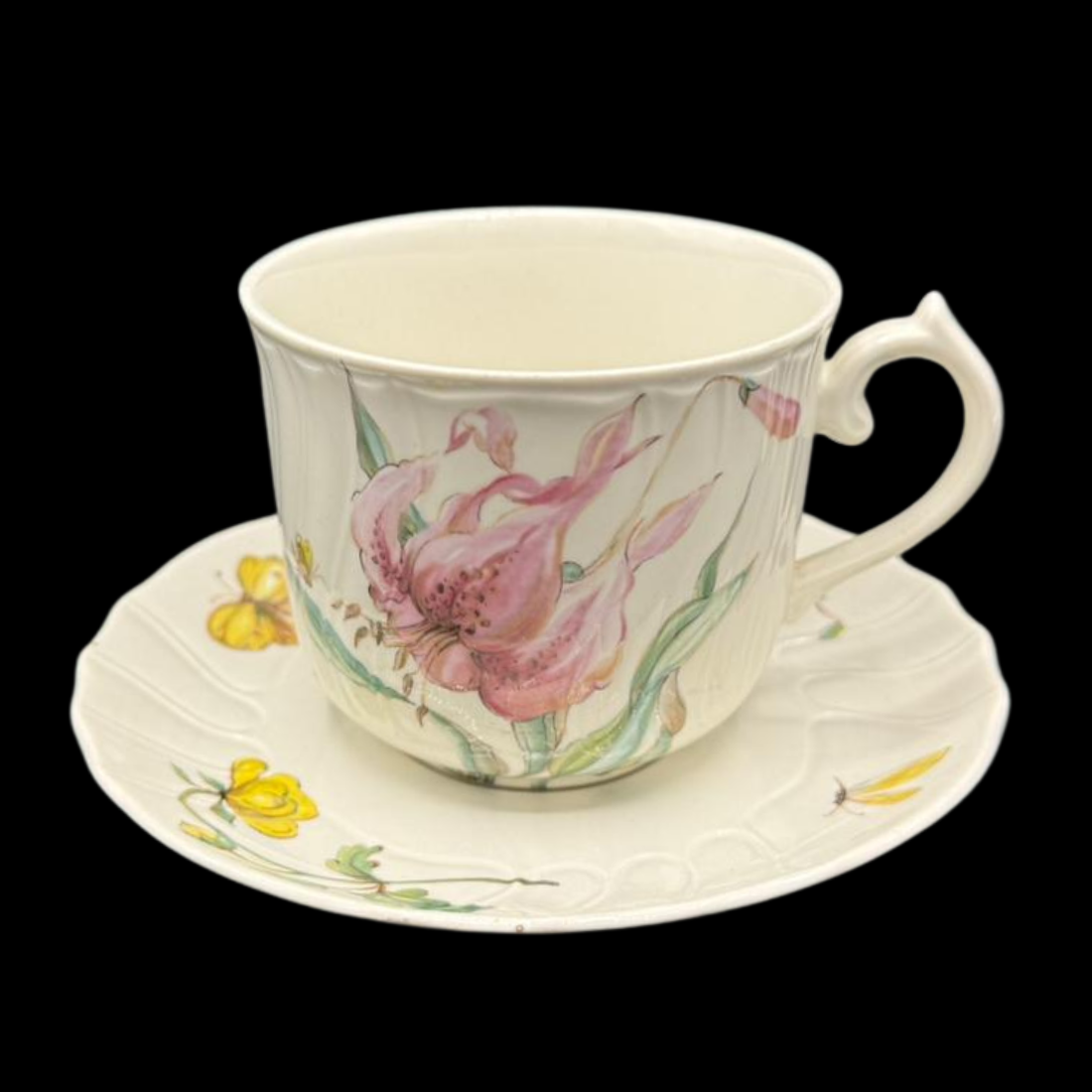 Villeroy & Boch Bouquet: Jumbotasse / Frühstückstasse mit Unterteller - sehr selten