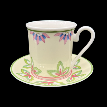 Villeroy & Boch Fiorita: Henkelbecher / Kaffeebecher mit Unterteller