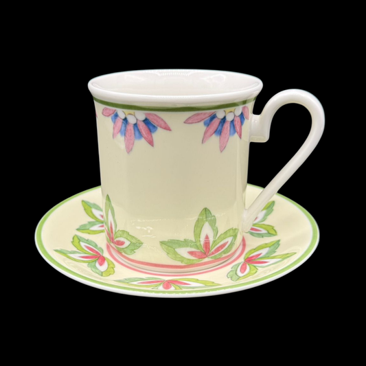 Villeroy & Boch Fiorita: Henkelbecher / Kaffeebecher mit Unterteller