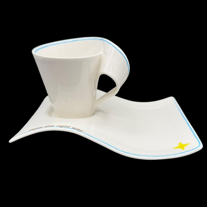 Villeroy & Boch New Wave: Kaffeebecher / Henkelbecher mit Unterteller - take the right way