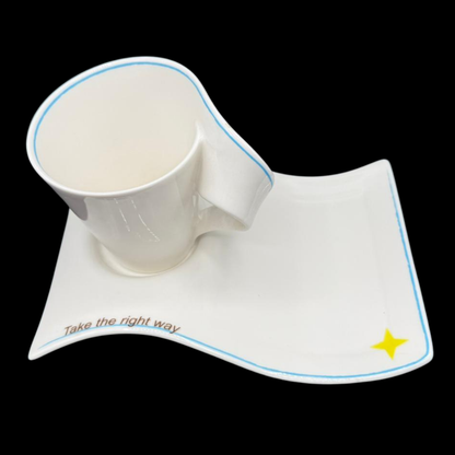 Villeroy & Boch New Wave: Kaffeebecher / Henkelbecher mit Unterteller - take the right way