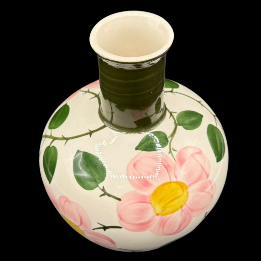 Villeroy & Boch Wildrose: Vase / Blumenvase mit grünem Hals
