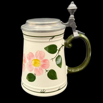 Villeroy & Boch Wildrose: Bierkrug / Krug / Humpen mit Zinndeckel - neuwertig