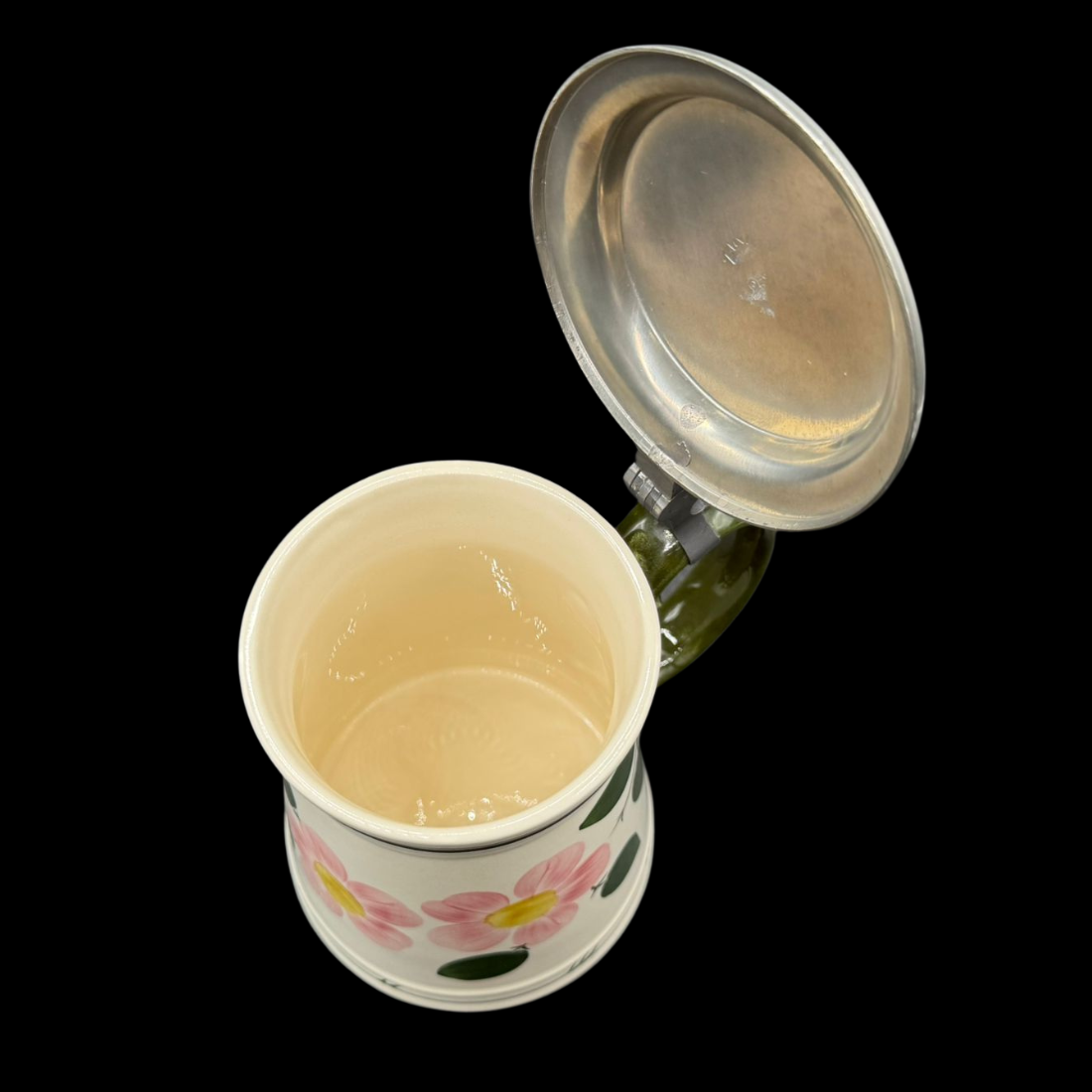 Villeroy & Boch Wildrose: Bierkrug / Krug / Humpen mit Zinndeckel - neuwertig