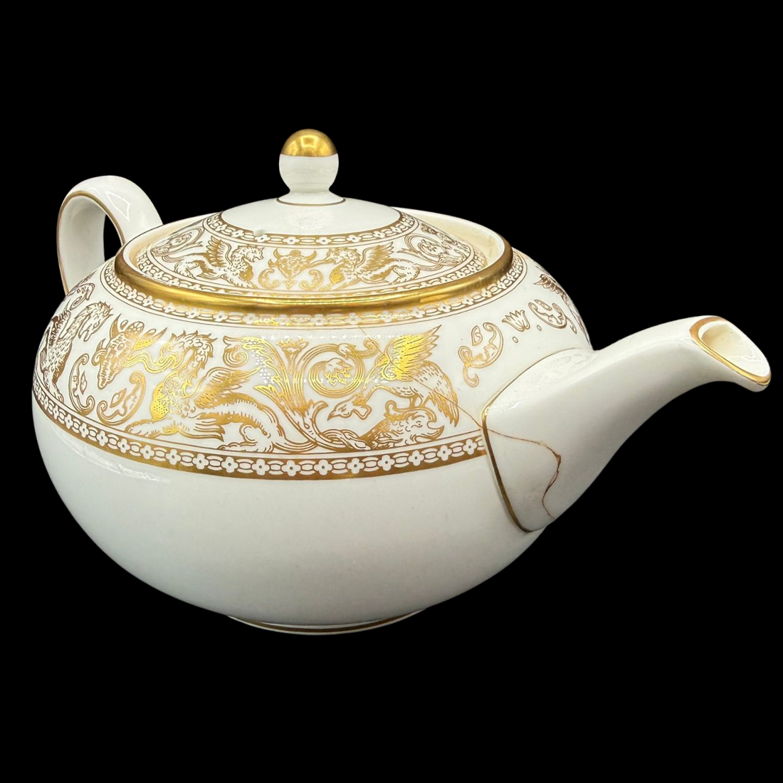 Wedgwood Gold Florentine: Teekanne / Kanne - nur Deko bzw zum Beplanzen