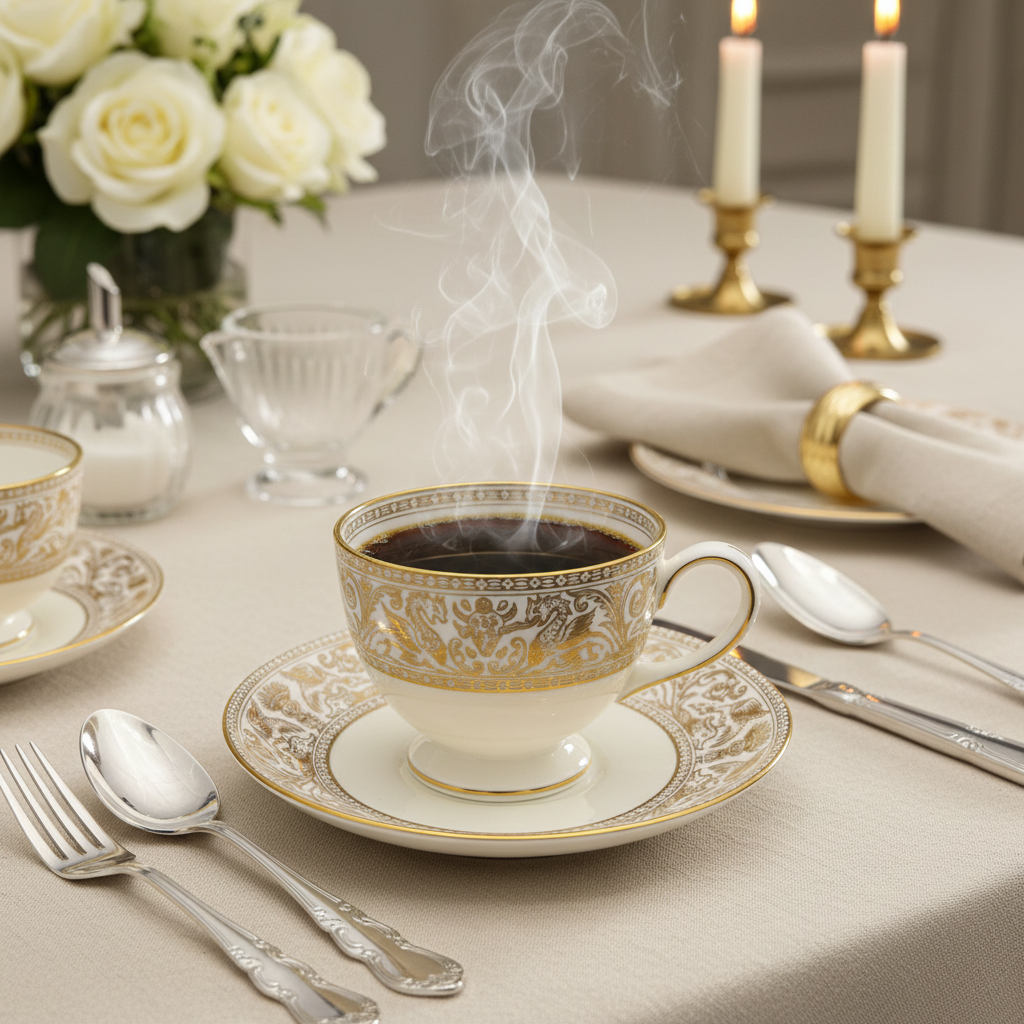 Wedgwood Gold Florentine: Kaffeetasse/ Tasse mit Unterteller