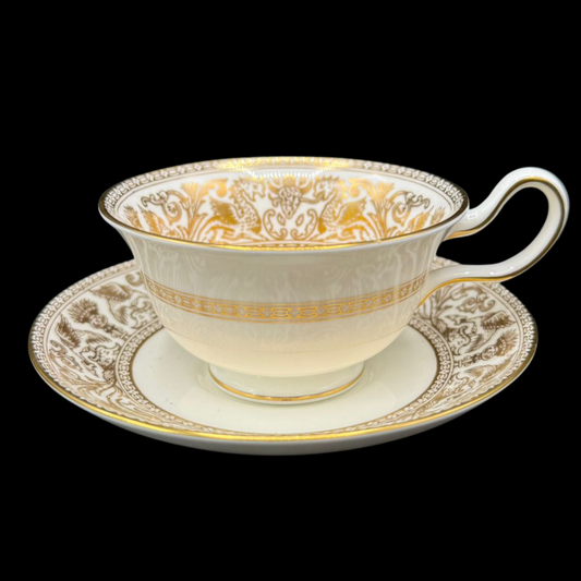 Wedgwood Gold Florentine: Teetasse / Tasse mit Unterteller