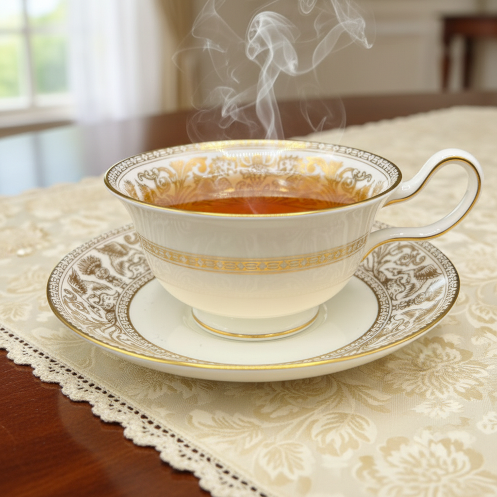 Wedgwood Gold Florentine: Teetasse / Tasse mit Unterteller