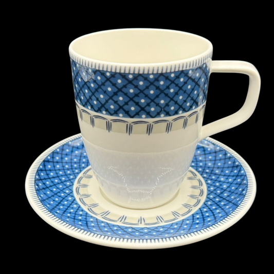 Villeroy & Boch Casale Blue: Henkelbecher / Kaffeebecher mit Unterteller