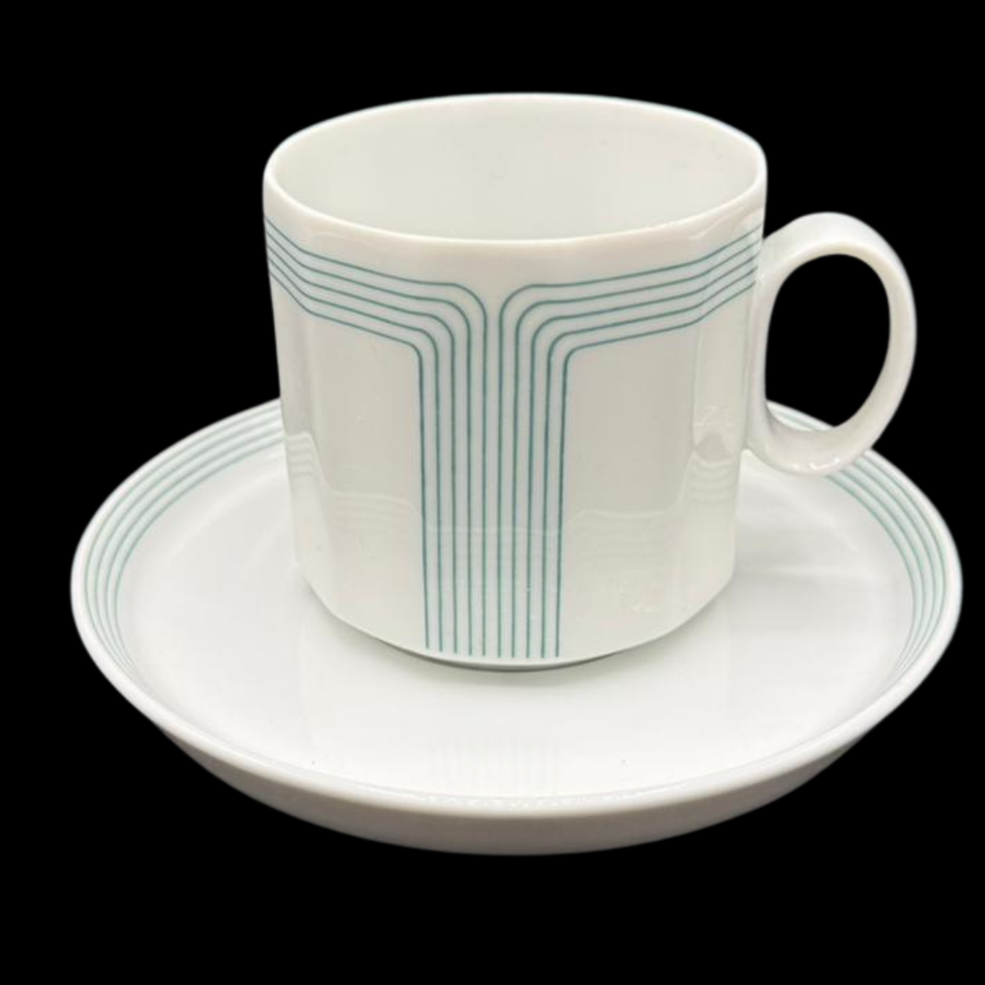Rosenthal Polygon Linienband: Kaffeetasse / Tasse mit Unterteller