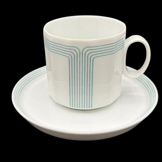 Rosenthal Polygon Linienband: Kaffeetasse / Tasse mit Unterteller
