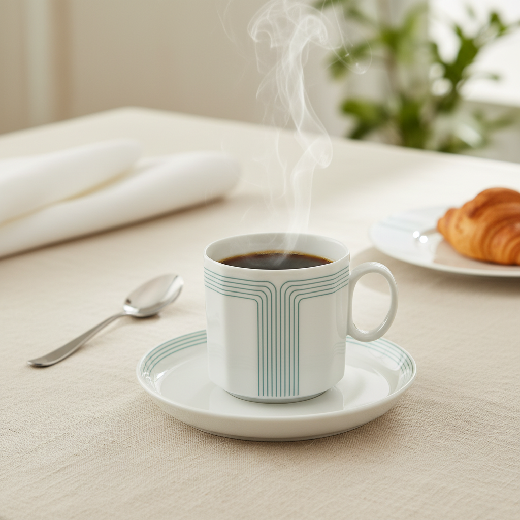 Rosenthal Polygon Linienband: Kaffeetasse / Tasse mit Unterteller